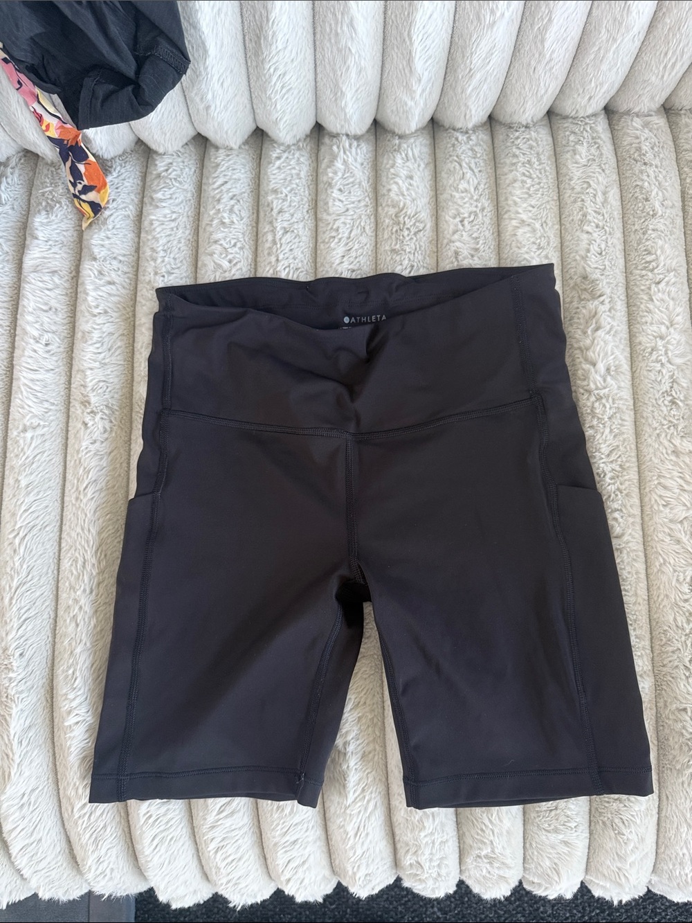 Athleta Black High-Rise Bike Shorts with Side Pockets